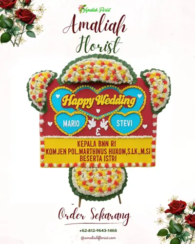 Karangan Papan Bunga Pernikahan di Cambaya